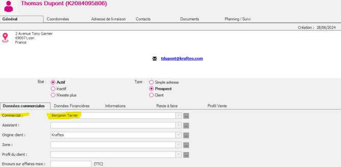 Affectation du commercial Oplead 3